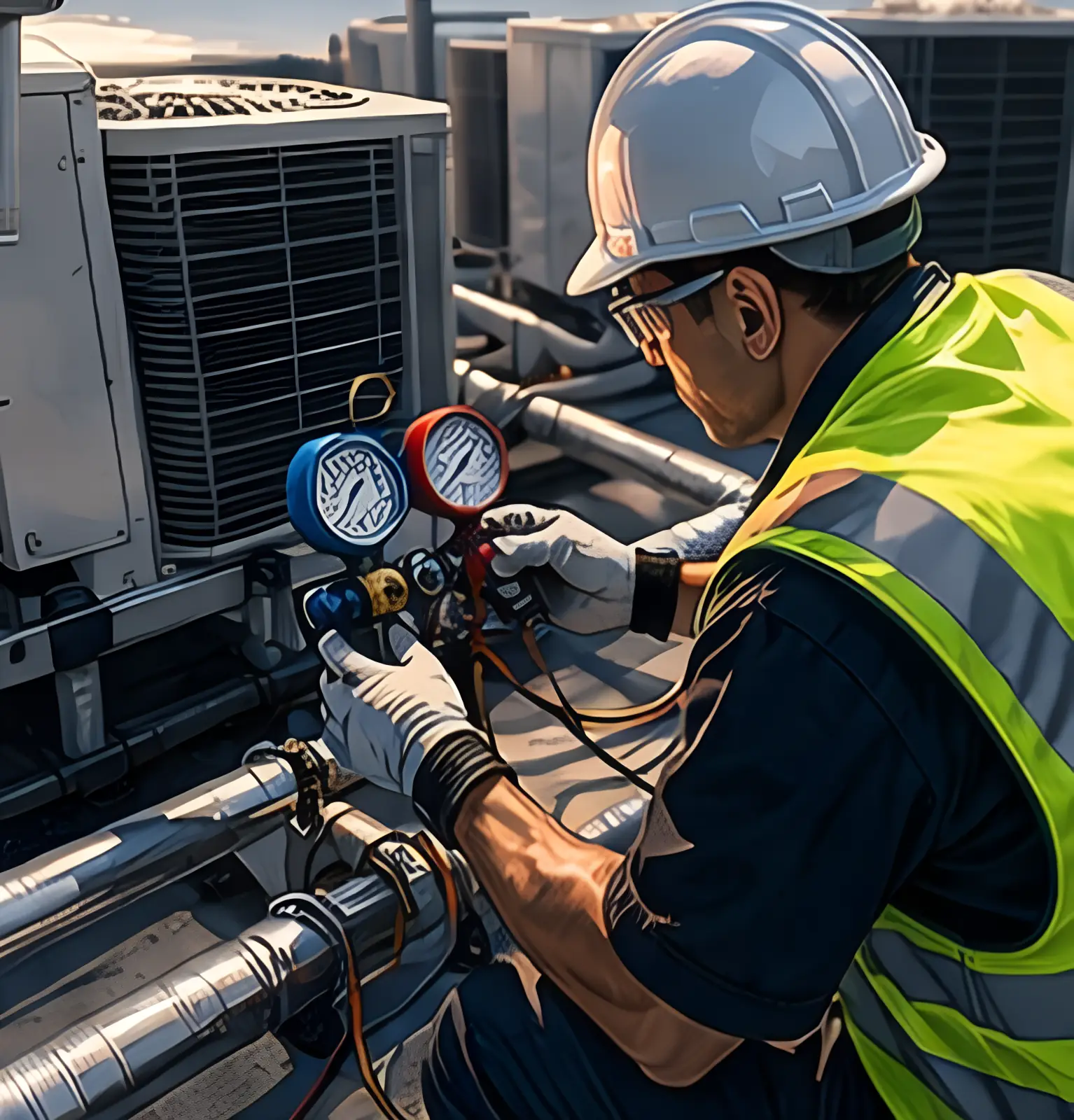 Technician configuring and commissioning a protection system